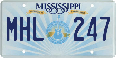 MS license plate MHL247