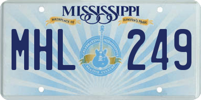 MS license plate MHL249