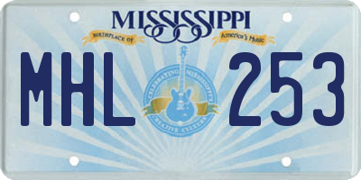 MS license plate MHL253