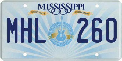 MS license plate MHL260