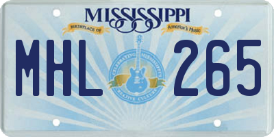 MS license plate MHL265