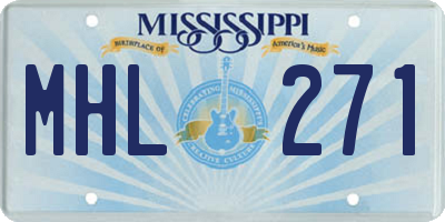 MS license plate MHL271