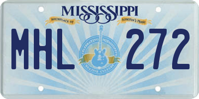 MS license plate MHL272