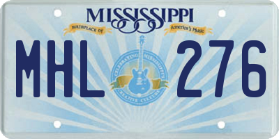 MS license plate MHL276