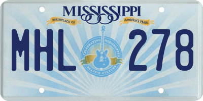 MS license plate MHL278