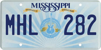 MS license plate MHL282