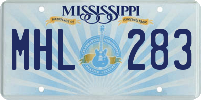 MS license plate MHL283