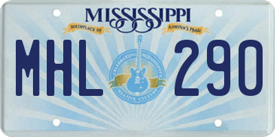 MS license plate MHL290