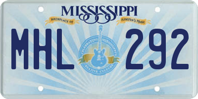 MS license plate MHL292