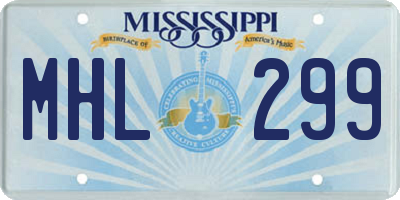 MS license plate MHL299
