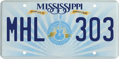 MS license plate MHL303