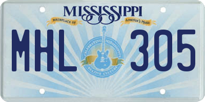 MS license plate MHL305