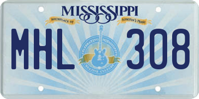 MS license plate MHL308