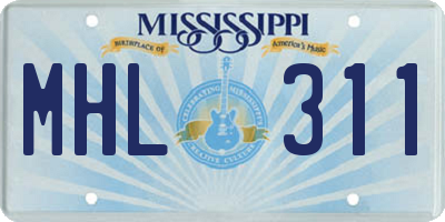 MS license plate MHL311