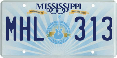 MS license plate MHL313