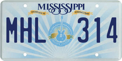 MS license plate MHL314