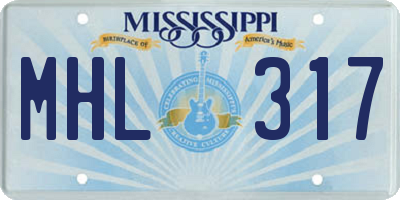 MS license plate MHL317