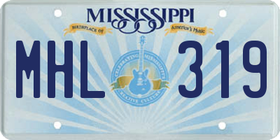 MS license plate MHL319