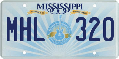 MS license plate MHL320