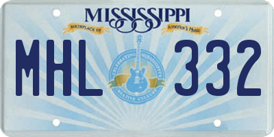 MS license plate MHL332