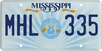 MS license plate MHL335