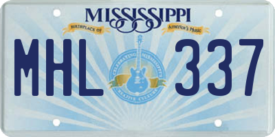 MS license plate MHL337