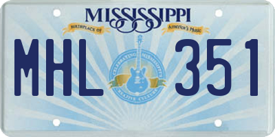 MS license plate MHL351