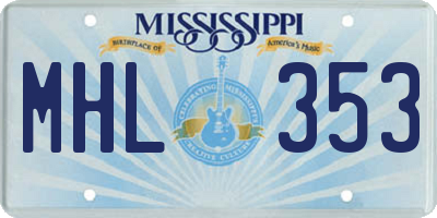 MS license plate MHL353