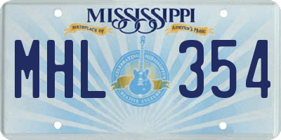 MS license plate MHL354