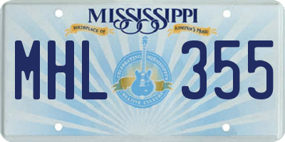 MS license plate MHL355