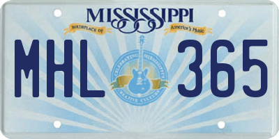 MS license plate MHL365