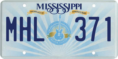 MS license plate MHL371