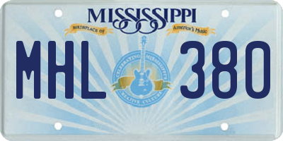 MS license plate MHL380