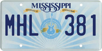 MS license plate MHL381
