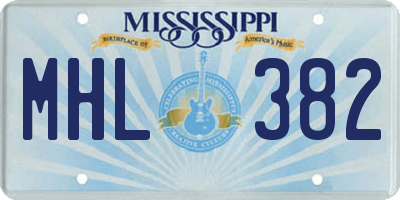 MS license plate MHL382