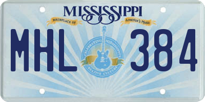 MS license plate MHL384