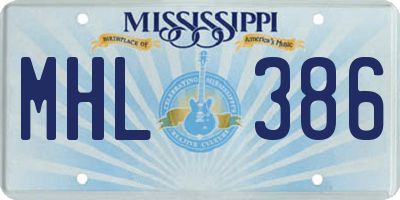 MS license plate MHL386
