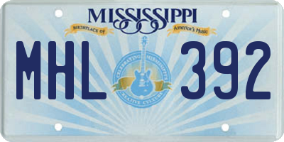 MS license plate MHL392