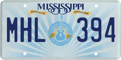 MS license plate MHL394
