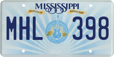 MS license plate MHL398