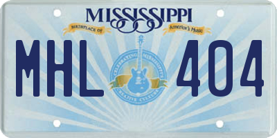 MS license plate MHL404