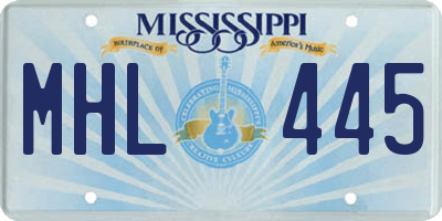 MS license plate MHL445