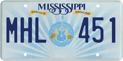 MS license plate MHL451
