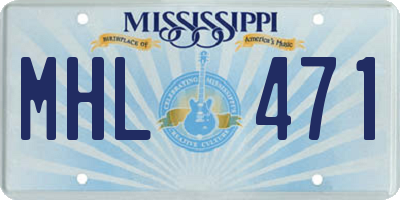MS license plate MHL471