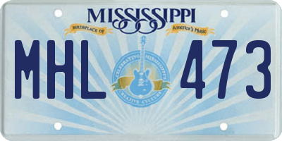 MS license plate MHL473