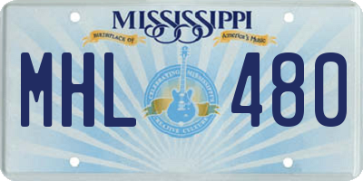 MS license plate MHL480