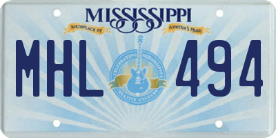 MS license plate MHL494