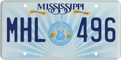 MS license plate MHL496