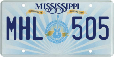 MS license plate MHL505