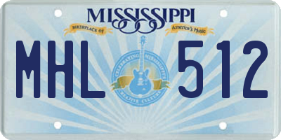 MS license plate MHL512